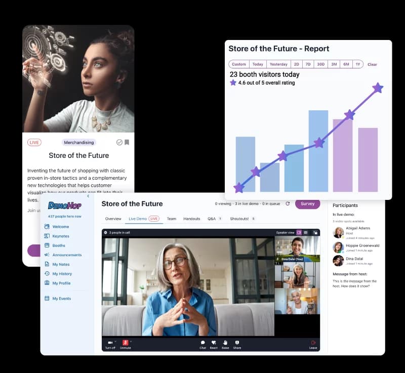 Small group video calls within a DemoHop event